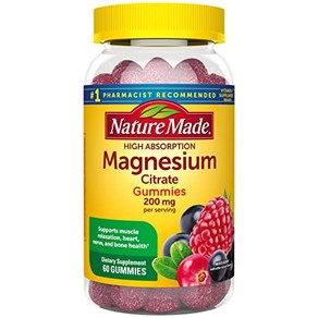 Natue Made High Absoption Magnesium Citate 200 mg pe seving Dietay Supplement fo Muscle Ne, 1개