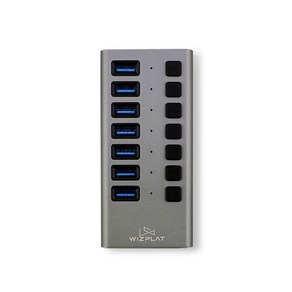 위즈플랫 7포트 USB 허브 개별전원 36W WIZ-H72S, 스페이스 그레이