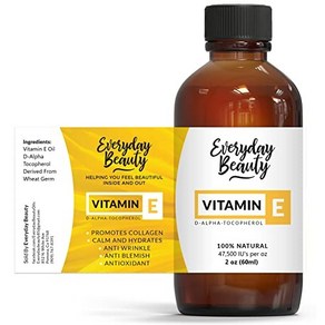 Pue Vitamin E Oil - D-Alpha Tocopheol 100% Natu 순수 비타민 E 오일 - D-알파 토코페롤 100% 천연 2온스 47 500 IU - 혼, 2 Fl Oz (Pack of 1), 1개, 60ml