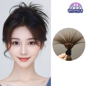 [BandxAI] 내추럴한 반머리 가시번 올림머리 부분가발 집게핀 인조가발, 1개, 라이트 브라운