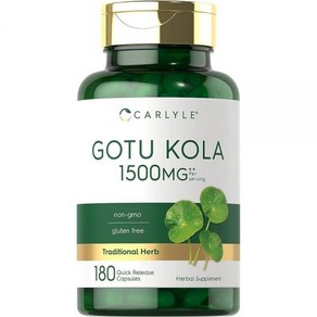 Calyle Gotu 콜라 캡슐 1500mg  180개 GMO 프리 글루텐 프리 전통 허브 추출물, 1개, 180정