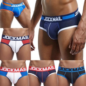 JOCKMAIL 여름 남성용 팬티 메쉬 폴리 에스테르 로우 웨이스트 팬티 섹시한 트렁크 스포츠 팬티 U 파우치 6 팩