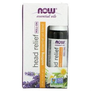 나우 푸드 NOW Foods 에센셜 오일 헤드 릴리프 롤온 10ML 1 3FL oz), 1개