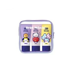 BT21 미니니 여행용 키트 세면도구 3종세트(샴푸+트리트먼트+바디워시), 1개