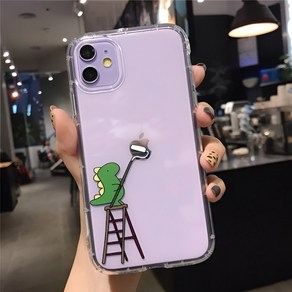 아이폰케이스 공룡 색칠 화가 투명 젤리