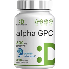 딜서플리먼트 알파 GPC 600mg 콜린 알포세레이트 240캡슐, 1개, DEAL AlPhaGPC, 240정