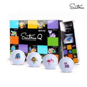 [1+1] 넥센 세인트나인 Q 큐 3피스 3PC 화이트 컬러 골프공 12구 세트 1더즌 선물용 선물 기념 홀인원 싱글 이글 연습용 단체 모임 인쇄 포장 캐릭터 골프볼, 화이트 12구, 12개입, 2개