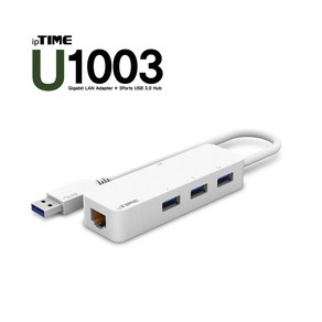 ipTIME U1003 USB3.0 기가비트 이더넷 유선 랜카드 + 3포트 허브 노트북/데스크탑 겸용