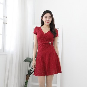 로제 미니 원피스 홀복 파티룩 클럽의상 세미 버튼 플레어 원피스 A0473