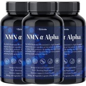 어스빌 NMN 99.9% 고순도 NAD+ 영양제 ALPHA 500mg, 3개, 60정