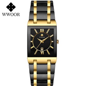 elogio masculino wwoo gold watch men squae mens 시계 탑 브랜드 럭셔리 골든 쿼츠 스테인레스 스틸 방수 손목 시계