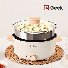 GEEK 대용량 3L 전기 멀티쿠커 2단 멀티 찜기 만능 쿠커 그릴 냄비