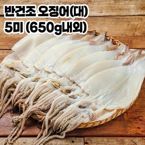 포항 구룡포 반건조 오징어 5미 대 (650g 내외), 1개, 5미 (650g내외)