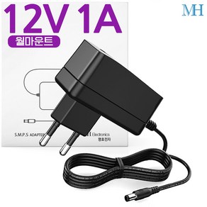 명호전자 12V 아답터 0.5A 1A 1.5A 2A 3A 3.5A 4A 5A 6A 8A 10A 12A 15A 500mA dc 어댑터, 05. 12V1A벽걸이형(검정), 1개