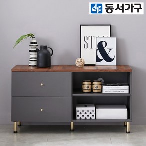 동서가구 NEW하겐 멀바우 1200 서랍형 높은 거실장 DF642229, 아이보리