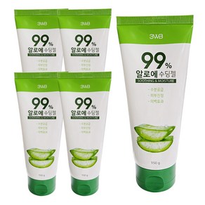 3WB 알로에 수딩젤 튜브형 수분 수딩겔 진정 미백 알로에베라, 150ml, 5개