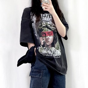 [StyleBasic] SMOKING WOMAN VINTAGE WASHING T-SHIRT 스모킹우먼 빈티지 워싱 반팔티셔츠