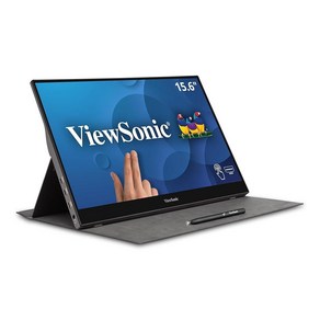 뷰소닉ViewSonic TD1655 15.6인치 1080p 휴대용 모니터 IPS 터치 스크린 양방향 전원 60W USB C 아이 케어 듀얼 스피커 마그네틱 커버가 있는 내