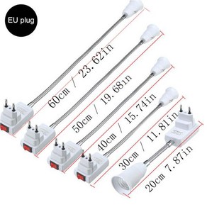 EU/US 플러그 유연한 확장 E27 조명 램프 전구 변환기 어댑터 벽 소켓베이스 홀더 20cm-50cm, 02 EU PLUG, 1개