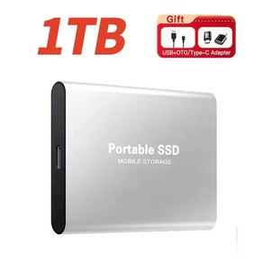 2024 외장 하드 드라이브 1TB 스토리지 드라이브 미니 솔리드 스테이트 SSD USB3.1 HDD 2TB 휴대용 외장 HD 하드 디스크 맥휴대폰용 신제품, 없음, silve