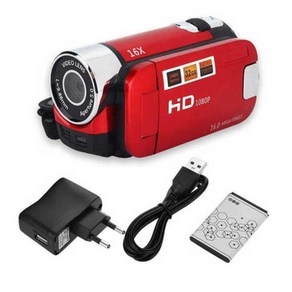 풀 HD DV 캠코더 디지털 비디오 카메라 270 도 회전 화면 16x 야간 줌 1080p 16MP, 2) EU Plug, 1개