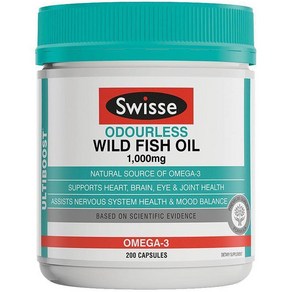 (호주/뉴질랜드) 스위스 오더리스 와일드 피쉬오일 오메가3 200정 Swisse Ultiboost Odouless Wild Fish Oil 1000mg, 1개