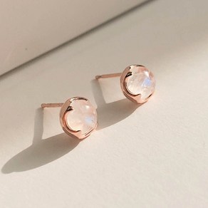 레인보우 문스톤 원석 실버925 은귀걸이 rond earring