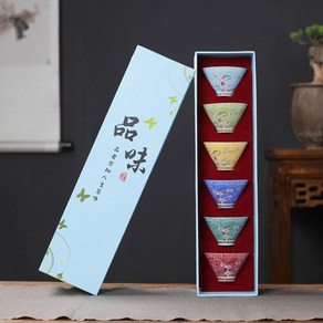 레트로 플라워 다기 찻잔 6p세트(70ml) (매화) 사케잔