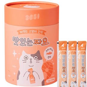 3651 맛있는 짜요 짜먹는 고양이 츄르 간식, 연어, 12g, 60개