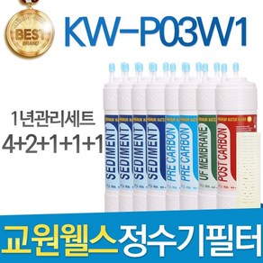 교원웰스 KW-P03W1 고품질 정수기 필터 호환 전체세트, 선택02_1년관리세트(4+2+1+1=8), 1개