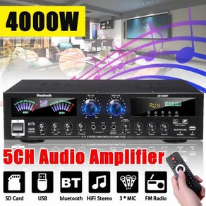 포노앰프 인티앰프 파워 AUX 블루투스 SUNBUCK AV555BT 4000W 5CH 홈, 1.110V