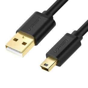 Ugeen USB2.0 Mini 5핀 케이블 1m/U-10355/미니5핀/금도금 커넥터/알루미늄 차폐/충전+데이터 전송/튼튼한 PVC 소재, 1개, 1m