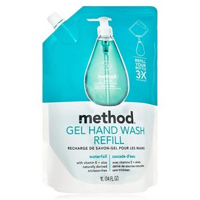 Method 젤 핸드 워시 리필 파우치 워터폴 963.9g(34oz), Method 젤 핸드 워시 리필, 워터폴, 963.9g, 1개