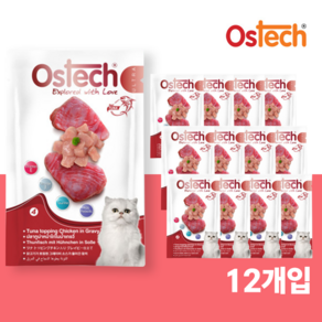 오스테크 그레이비 고양이 습식 파우치 참치&닭고기 혼합맛 70g 1박스 12개입 사은품 증정g, 12개