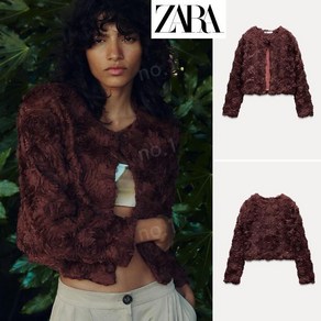 자라 가을 자켓 와인 로즈플라워 ZARA