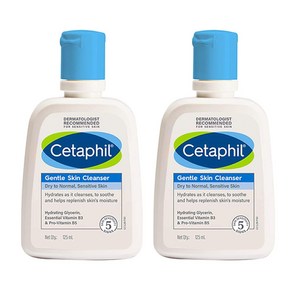 세타필 Cetaphil 페이스 워시 젠틀 스킨 클렌저 건성부터 중성 민감성 피부용 나이아신아마이드 비타민 B5 함유 하이드레이팅 페이스 워시 125ml, 1개