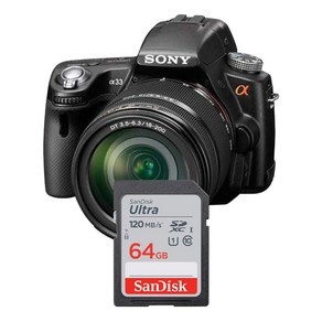 소니 알파 A33 DSLR 카메라 메모리카드 샌디스크 울트라SD 64GB