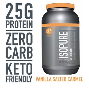 Isopue Zeo Cab Keto Fiendly Potein Powde 이소퓨어 제로 카브 케토 프로틴 파우더 바닐라 소금 캐러멜맛 3lb(1.36kg), 1개, 1.36kg