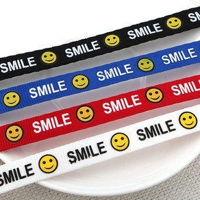 비즈아이 [Y-60-04]프린트리본 스마일SMILE 10mm 1yd(90cm)