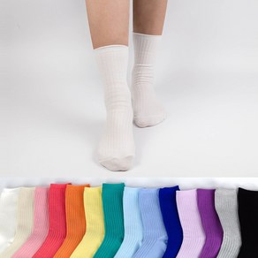 시너싹스 여성용 14Color 마카롱 갑종 골지 장목 양말 6켤레