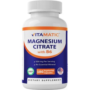 마그네슘 구연산염 650mg B6 180캡슐 6개월 고함량 대용량 미국산 Magnesium, 마그네슘 구연산염 180캡슐, 180정, 1개