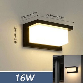 외부벽등 LED 야외 벽 조명 방수 IP66 모션 센서 베란다 발코니 정원 램프, Model A 16W, Wam White, [01] No Senso