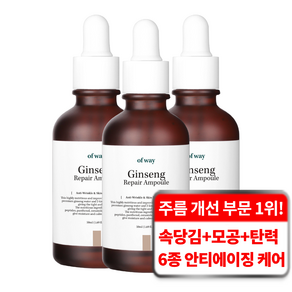 오브웨이 6종 펩타이드 주름 탄력 기능성 안티에이징 유기농 홍삼 리페어 앰플, 3개, 50ml