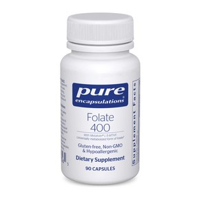 Pue Encapsulations Folate 400  Metafolin L-5-MTHF Supplement to Suppot Cadiovascula Cellula, 1개, 90정