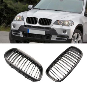 Bmw용 전면 키드니 그릴 매트 광택 블랙 스포츠 레이싱 흡입 비엠더블유 X5 X6 E70 E71 2007-2013 에 적합, 01 CHINA, 04 Matte Black 2 lines