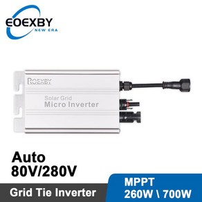 EOEXBY 태양광 그리드 타이 인버터 MPPT 300W350W500W600W700W PV 모듈러 스마트 마이크로 인버터 시스템 DC AC 출력 120V 230V 자동, 350W, 18V-50VDC_80V-280VAC Auto, 1개