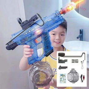 피닉스난다 UZI 불꽃 led 연사 물총 워터밤 워터건 2025년, 2개, 블루 투명, 2개