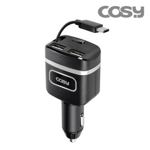 [COSY]코시 4.4A USB 2포트 차량용충전기 (타입C 자동감김) CGR3155AT, 1개