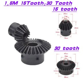 단일 1 2 베벨 기어 5 모듈러스 15 톱니 30 변속기 90 도 보어 6mm 8mm 10mm 12mm 14mm 15mm 1PC, 1개, 9) 30T  boe 14