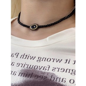 y2k black cicle necklace